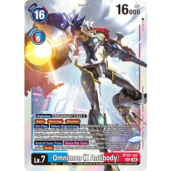 Digimon Japanese Card Over the X BT20 BT20-102 Omnimon (X Antibody) SEC Normal Rare Foil